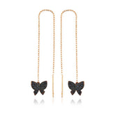 Boucle d'oreille chaîne papillon en argent